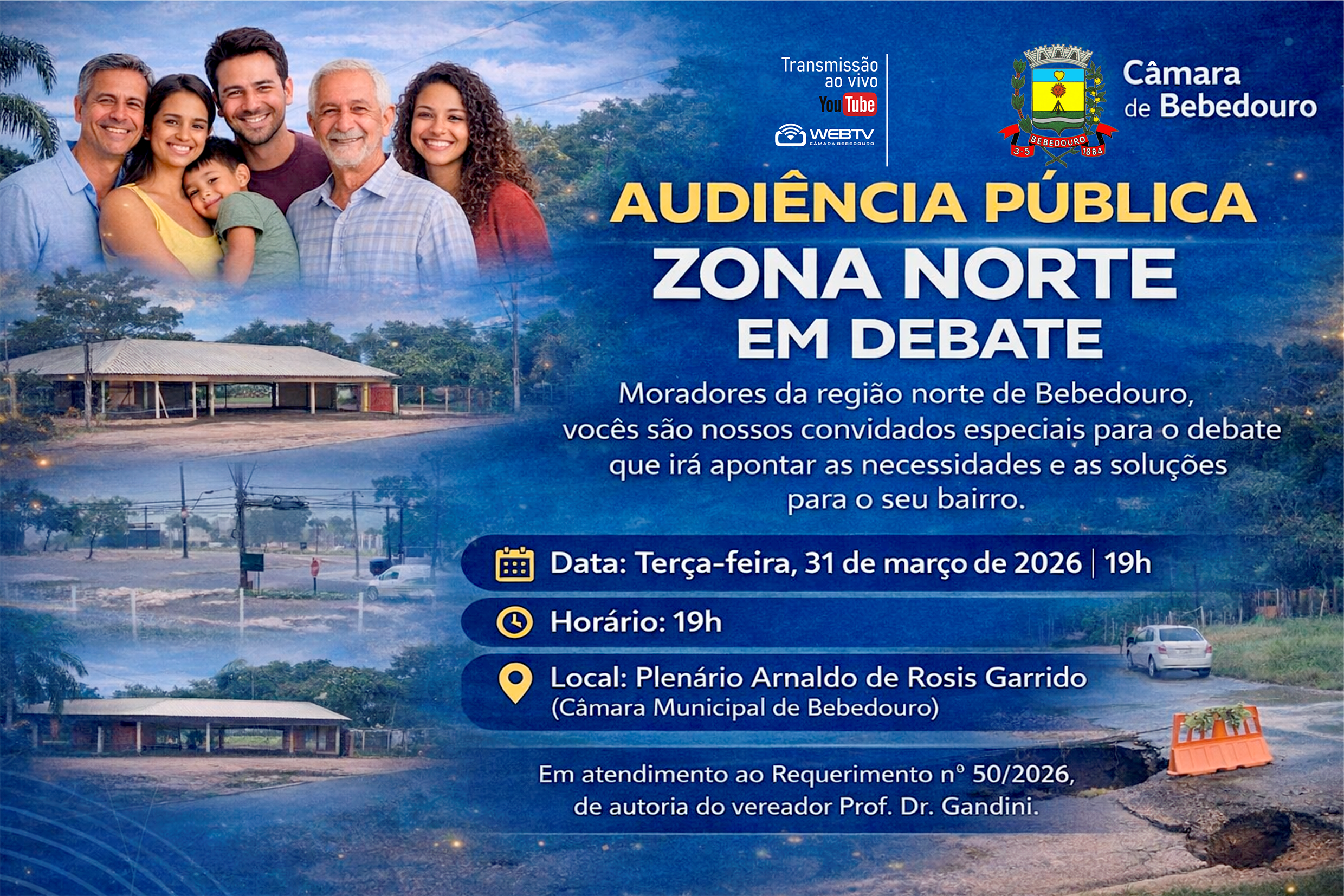 Audiência pública vai discutir demandas e soluções para a Zona Norte de Bebedouro terça-feira