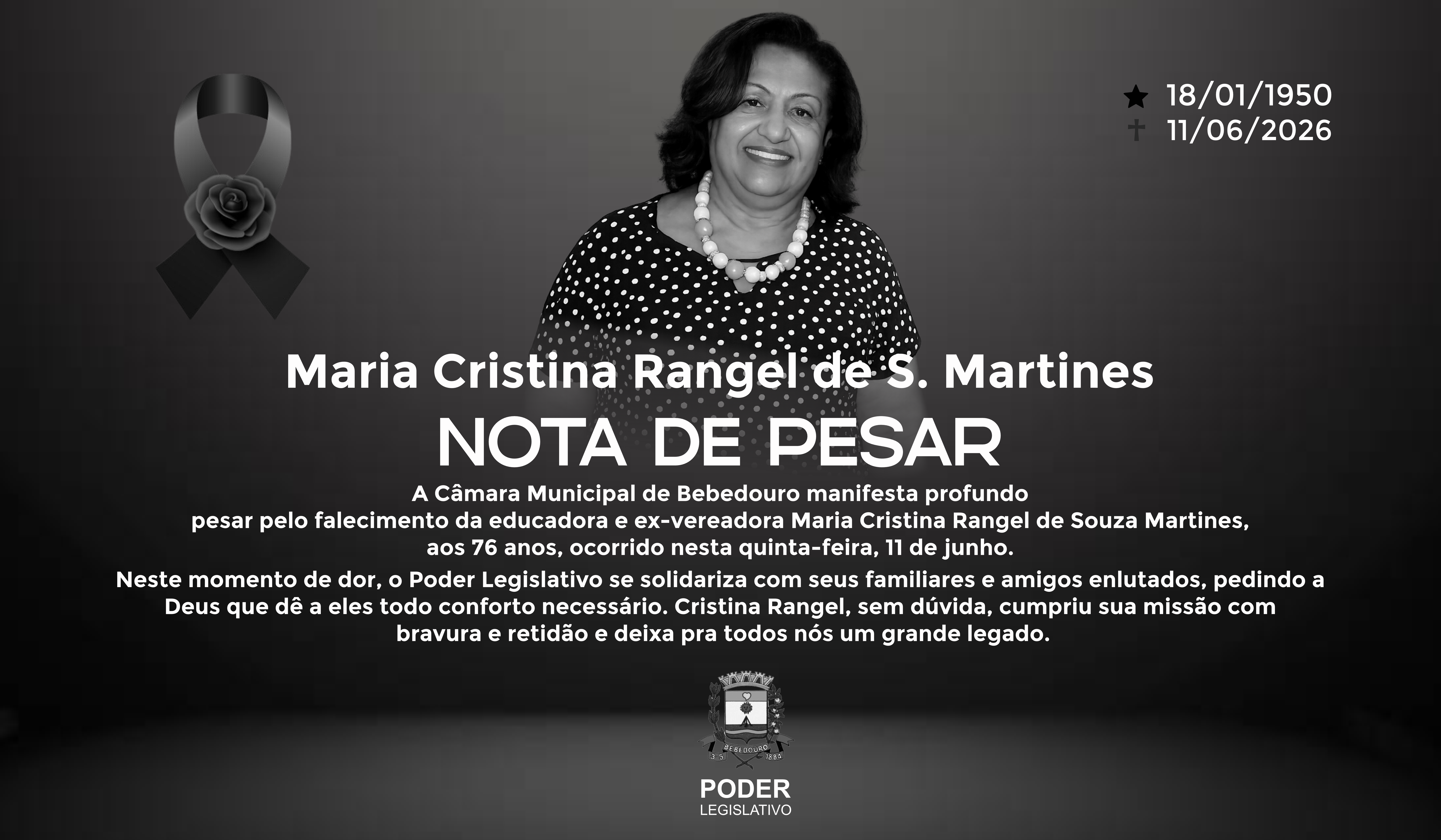 Bebedouro se despede da ex-vereadora e professora Cristina Rangel