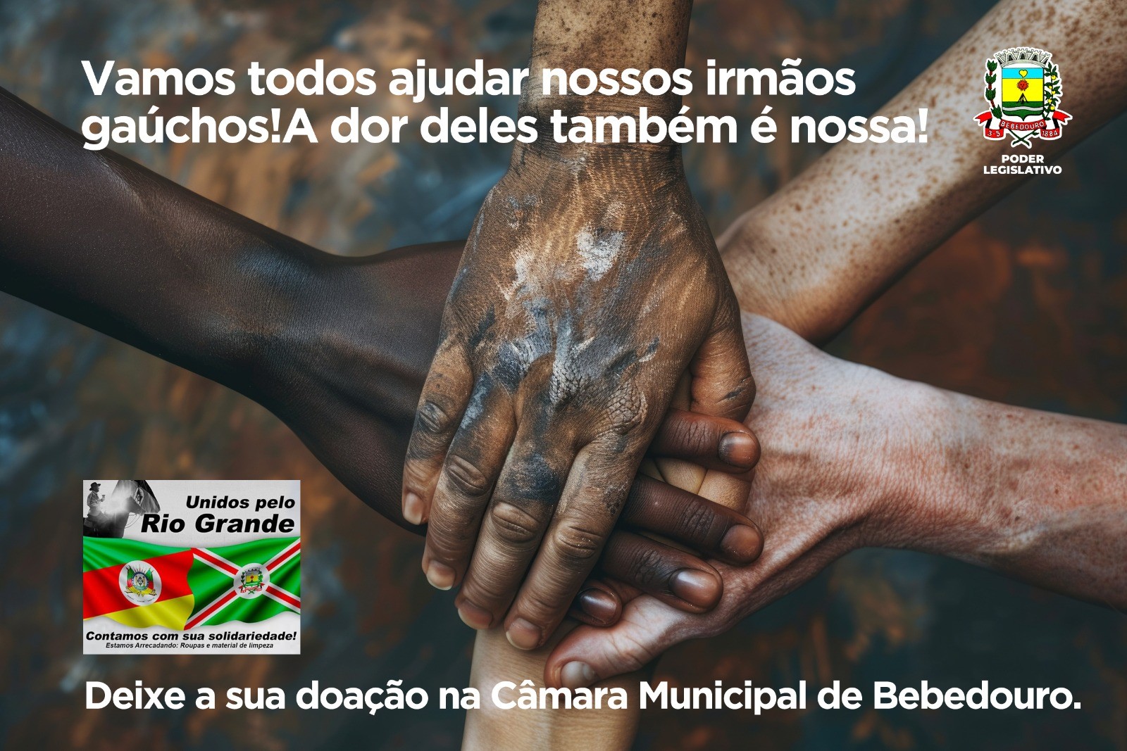 Câmara de Bebedouro adere à campanha “Unidos pelo Rio Grande” e também recebe doações